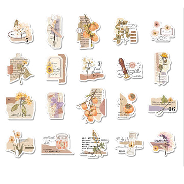 Autocollants 40 feuilles stickers scrapbooking vintage exquis album photo carnet déco autocollants pour les mains fleurs botaniques